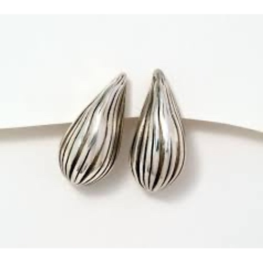 Or Paz Sterling Silver Ribbed Teardrop Earrings Israel 925 Textured Drop